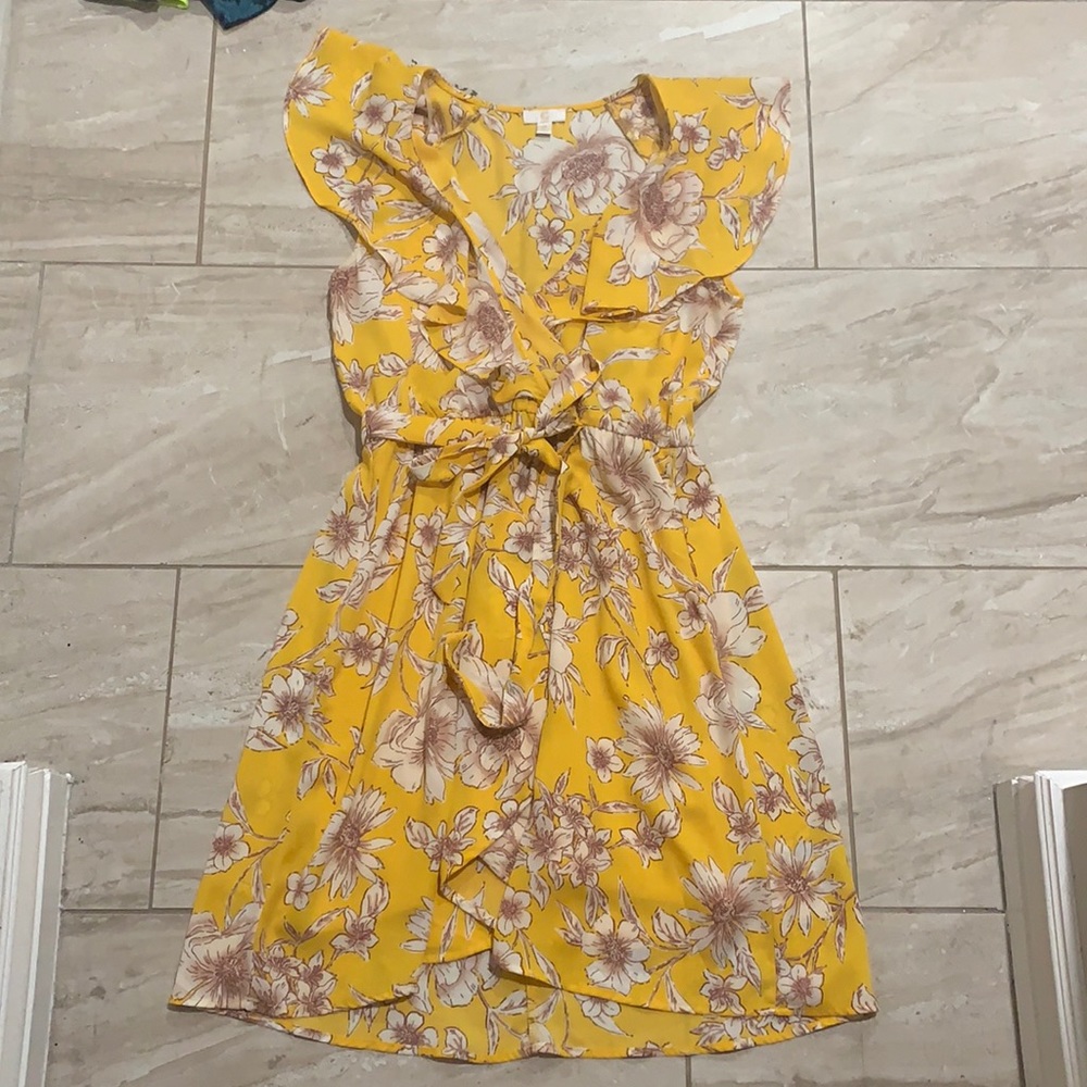 Yellow Flower Flowy Dress